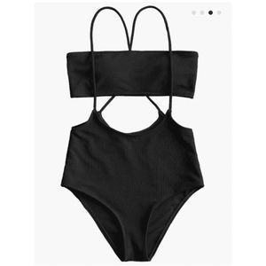 Black bandeau two piece